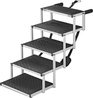 Produktbild von Faltbare Hundetreppe Aluminium Einstiegshilfe klappbar mit 5 Stufen bis 30 Kg