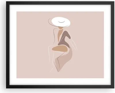Produktbild von Gerahmtes Poster - Schwarzer Rahmen - Buntstift Frau Hut - 50x40 cm - Wand Bild - Wanddeko - Wandbilder - Kunstposter - Wandposter - Bilderrahmen - Bilder - Kunstdruck - P2BAA50x40-4773