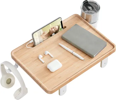 Produktbild von VASAGLE Bettablage, Nachttisch zum Einhängen, mit Handyschlitz, drehbarem Getränkehalter, verstellbarern Klemmen, Naturbeige