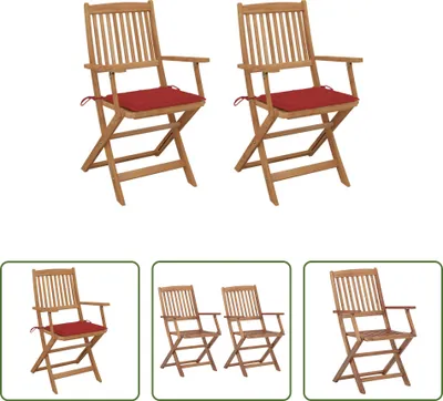 Produktbild von The Living Store Klappbare Gartenstühle 2 Stk. mit Kissen Massivholz Akazie