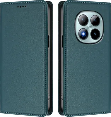 Image de Etui en cuir pour Xiaomi Redmi Note 15 Pro+, étui magnétique en cuirPolyuréthaneavec support Vert