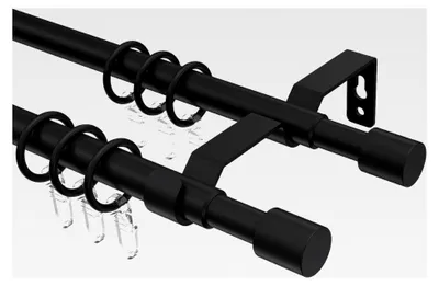 Produktbild von ausziehbare Gardinenstange Schwarz 2-läufig 13/16 mm Ø, 160-300 cm