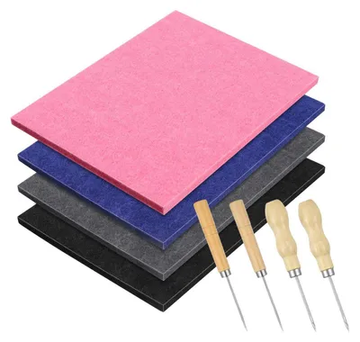 Immagine prodotto di Set di punterolline per bambini dai 4 anni in su – Kit per attività creative che include 4 feltri da punteruolatura (20x15x0,9 cm) e 4 punterolline