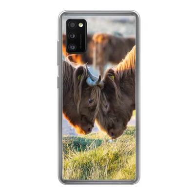 Produktbild von MuchoWow® Handyhülle Schutzhülle Hülle für Samsung Galaxy A41 Schottische Highlander - Tiere - Sonne Silikon Softcase Handy Hülle - Mobiltelefon