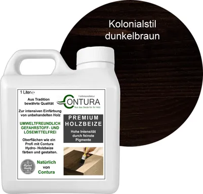 Produktbild von Contura 1 Liter Holzbeize Wasserbeize Möbel Farbe - Kolonialstil Dunkelbraun