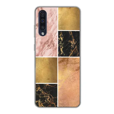 Produktbild von MuchoWow® Handyhülle Schutzhülle Hülle für Samsung Galaxy A30s Marmor - Rosa - Gold Silikon Softcase Handy Hülle - Karteninhaber