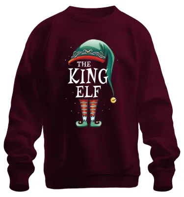Produktbild von King Elf Weihnachten Partnerkostüm - Weihnachten Sweatshirt Pullover, Burgundy, XXL