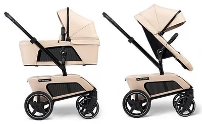 Productafbeelding van De Jiffle Wagon 2+ Plus Clay – 6-in-1 kinderwagen, met mee-rijplaat en bollewagen, geschikt vanaf de geboorte, geschikt voor elk terrein, draagvermogen van 57 kg, compact opvouwbaar
