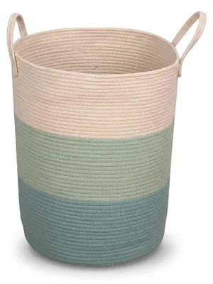 Image de Grand panier à linge tressé avec poignées, capacité de 63 litres