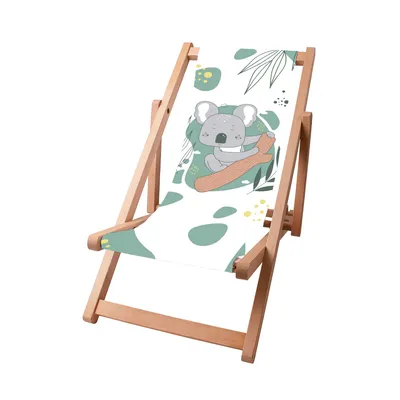 Zdjęcie produktu dla Dreamroots leżak dla dzieci składany drewniany, drewno bukowe do 130 kg, leżak składany z 3-stopniową regulacją nachylenia oparcia, Little Koala
