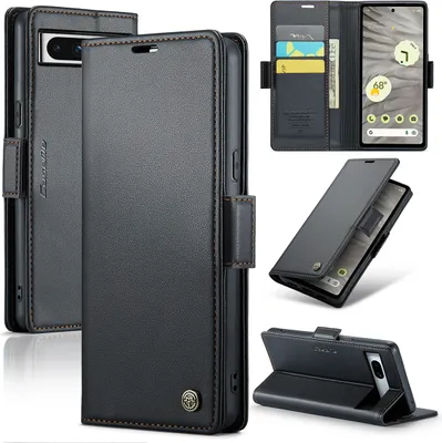 Produktbild von Google Pixel 7A Hülle, Leder Brieftasche Kartenfach Schutzhülle mit Standfunktion für Google Pixel 7A Schwarz