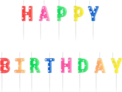 Immagine prodotto di Candele di compleanno Happy Birthday 2,5 cm colorate