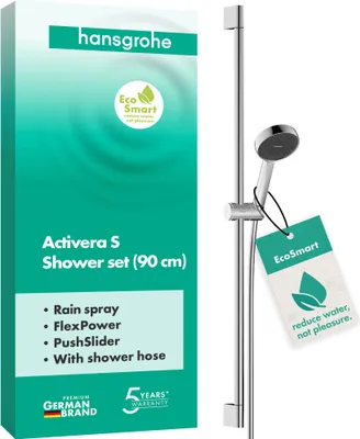 Productafbeelding van Hansgrohe doucheset Activera S 95 1jet EcoSmart met douchestang van 90 cm, chroom, 1 stuk.