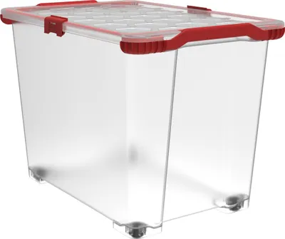 Produktbild von Rotho Aufbewahrungsbox Evo Total mit Rollen und Deckel 65 L transparent