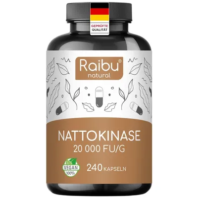 Produktbild von Nattokinase Kapseln Hochdosiert 100mg pro Kapsel, 8 Monatsvorrat, 240 St - RAIBU