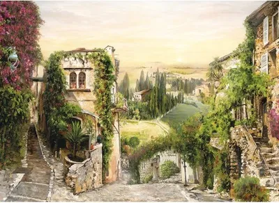 Produktbild von Leinwandbild Mediterranes Dorf 116x84 cm