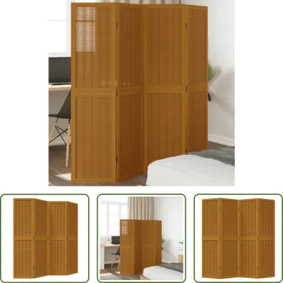 Produktbild von The Living Store 4-tlg. Raumteiler Braun Massivholz Paulownia
