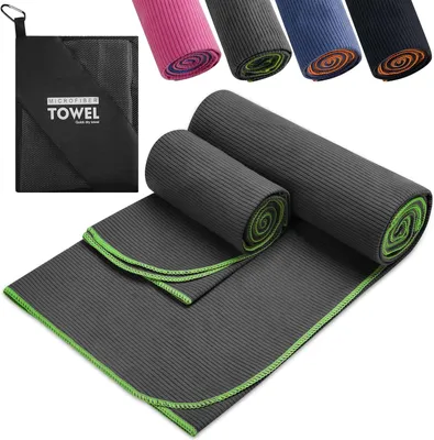Imagen del producto de Juego de toallas de microfibra, de secado rápido, 180x90 cm + 100x50 cm, ideal para camping