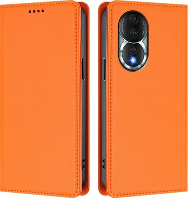 Immagine prodotto di Custodia in pelle per Honor 80, custodia flip magnetica in Finto cuoio con supporto Arancione