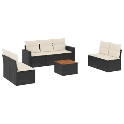 Produktbild von 8-tlg. Garten-Sofagarnitur mit Kissen Schwarz Poly Rattan