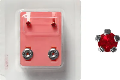 Produktbild von Erstohrstecker Sterile Ohrstecker Chirurgenstahl synthetischer Stein rot 3mm