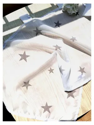 Produktbild von Scheibengardine Voile Transparent Kurzgardine mit Schlaufen Bistrogardine mit Sternen Bedruckt, Kleinfenster Gardine für Kinderzimmer HxB 45x120cm Grau 1 Stück