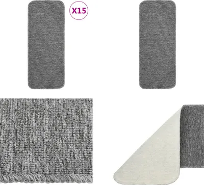 Produktbild von vidaXL Antirutsch Stufenmatten 15 Stk. 60x25 cm Grau Rechteckig - Stufenmatte - Stufenmatten - Antirutsch Stufenmatte - Antirutsch Stufenmatten