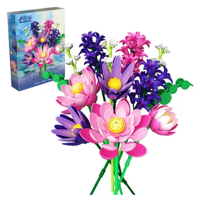 Produktbild von Lotusblumen Botanisches Bauset , Klemmbausteine Blumen 456 St. Rosa Home Deko Flower Muttertag Geburtstag Valentinstag
