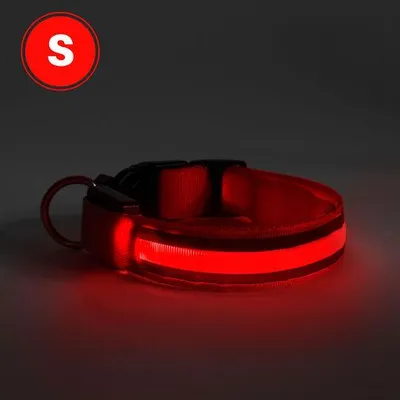 Imagen del producto de Collar LED con batería, talla S, color rojo
