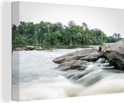 Produktbild von OneMillionCanvasses® - Leinwandbilder - 140x90 cm, Kleiner Wasserfall, Wandbilder Kunstdruck Wanddekoration