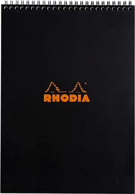 Produktbild von Rhodia 5x Spiralblock Rhodia Notepad A4, 80 Blatt liniert 80g - Schwarz 185019C