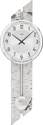Produktbild von AMS 7470 Wanduhr Quarz mit Pendel Pendeluhr Holz Birke-Optik