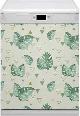 Produktbild von Magnete  Dekorative Magnet Folie für Geschirrspüler 60x80 cm Küche  - Monstera und Dreiecke