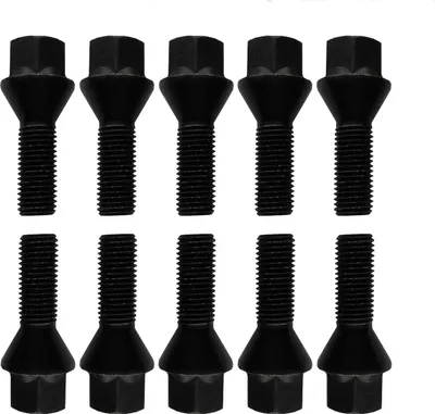 Immagine prodotto di 10 bulloni ruota M12x1,5 con collare conico a 60° nero 37 mm | apertura chiave 17 mm compatibile con Ford Escort III 81 Escort III Express 81 Escort III XR3I 81 Escort IV 86 Escort IV Express 86 Escort IV XR3I 86