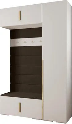 Produktbild von MEBLE KRYSPOL Inova 1 Möbelset Garderobe, 236,7x150x47cm - Weiß, Manila 04, Gold