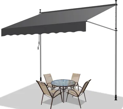 Immagine prodotto di Tenda da sole Jopassy Tenda da sole con morsetti Tenda da sole per balcone senza forature - regolabile in altezza Tenda da sole resistente ai raggi UV e idrorepellente 250 cm Grigio