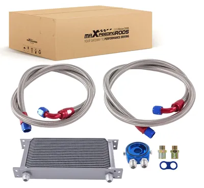 Image de Radiateur d'huile à 19 rangées, kit de connexion AN10, refroidissement supplémentaire, radiateur d'huile externe