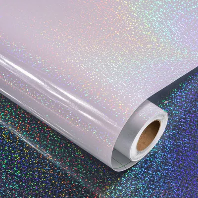 Produktbild von Bastelfolie Decotalk Holografische Folie selbstklebend, Glitzerfolie, transparent, 30 x 500 cm, Klebefolie, Glitzer, Plotterfolie, selbstklebende Viny