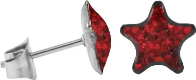 Produktbild von Ohrstecker Chirurgenstahl glitzernder Stern Farbe - Rot