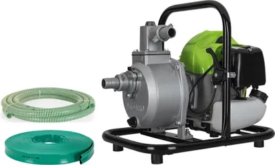 Image de Pompe à eau thermique 43 cm3 Raccords 50mm Débit 6500 L/h Eaux usées Kit de10m Tuyaux inclus  VITO