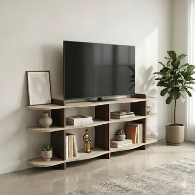 Obrázok produktu pre Skye Decor, kvalitná konzolová zostava (3-dielna) z travertínu a orechu | 100% melamín
