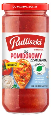 Produktbild von Pudliszki Tomatensoße mit Sahne für Nudeln, 480 g
