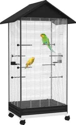 Obrázek produktu pro Ptačí klec, snadná mobilita, robustní konstrukce, černá, 79 x 65 x 155 cm