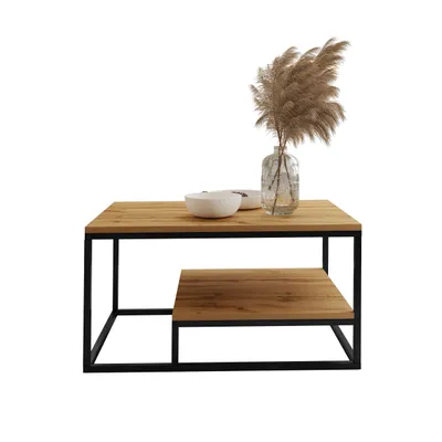 Produktbild von Design Möbel  Moderner Couchtisch mit Ablage  Stahlgestell, 90x60x48 cm