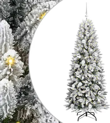 Image de vidaXL Arbre de Noël artificiel avec 300 LED avec support blanc 180 cm
