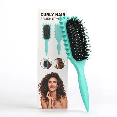 Produktbild von Haarbürsten-Set, Lockenbürste Wildschweinborsten, Curl Stylingbürste zum Formen und Definieren von Locken, Entwirrbürste für Frauen