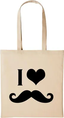 Produktbild von Huuraa Baumwollbeutel I Love Moustache Geschenk Einkaufstasche Natural 10 Liter Baumwolle I Love Moustache Accessoire