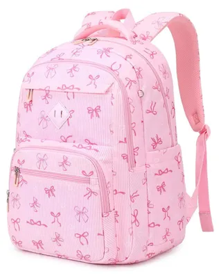Immagine prodotto di Zaino per bambine, motivo a fiocchi, 30 litri, rosa, idrorepellente, ergonomico