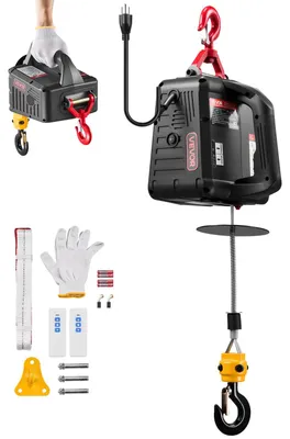 Image de VEVOR Treuil électrique, capacité de charge 500 kg, palan électrique 2 en 1, 1500 W, hauteur de levage 7,6 m, vitesse de levage 5 m/min, avec télécommande manuelle & sans fil pour usine, entrepôt & garage