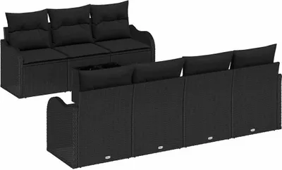 Immagine prodotto di Set divano da giardino vidaXL Nero 55 x 55 x 37 cm in polyrattan
